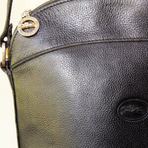 LONGCHAMP Paris Le Foulonné Signature Pebbled Leather Crossbody VTG Y2K Handbag